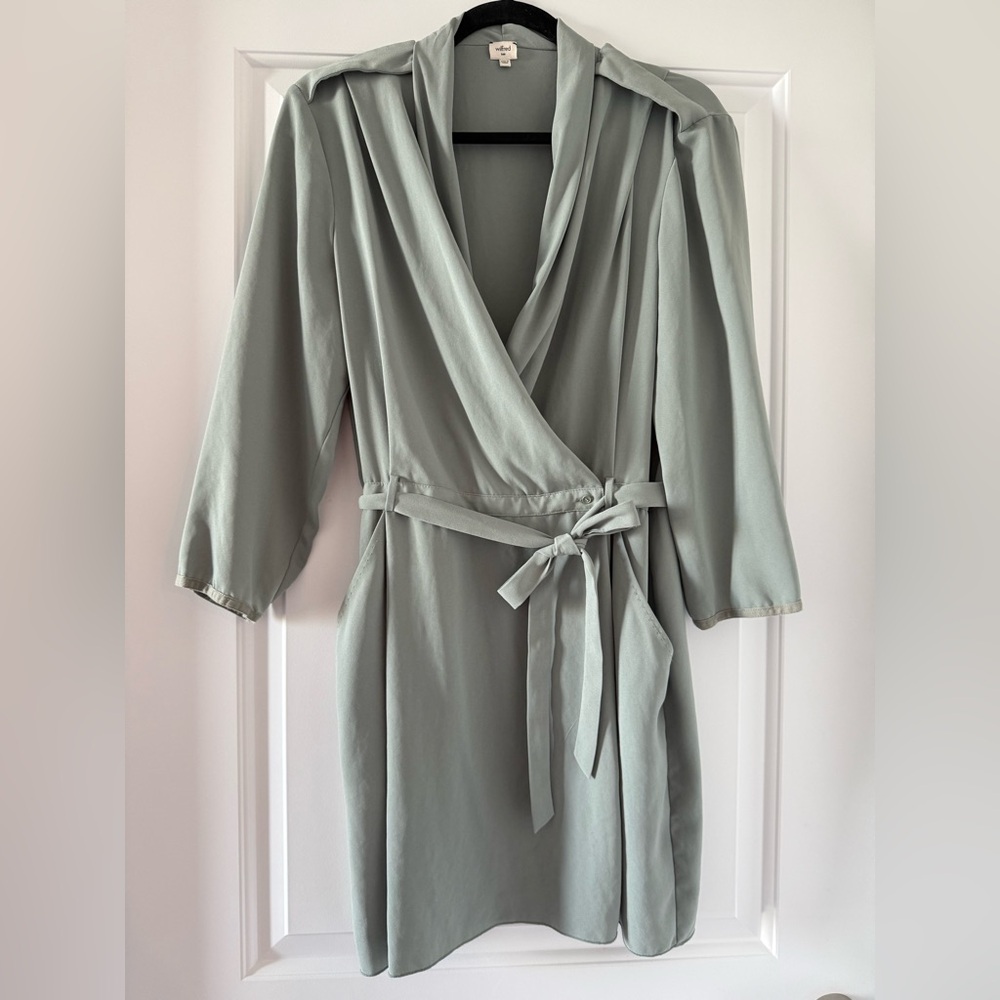 Wilfred Sage Green Mini Wrap Dress